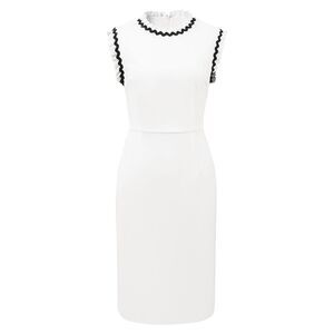 Women's Funeral Sleeveless Dress Contrast Color Ruffled Sheath Dress White